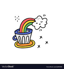 Rainbow coffee sticker Royalty Free Vector Image