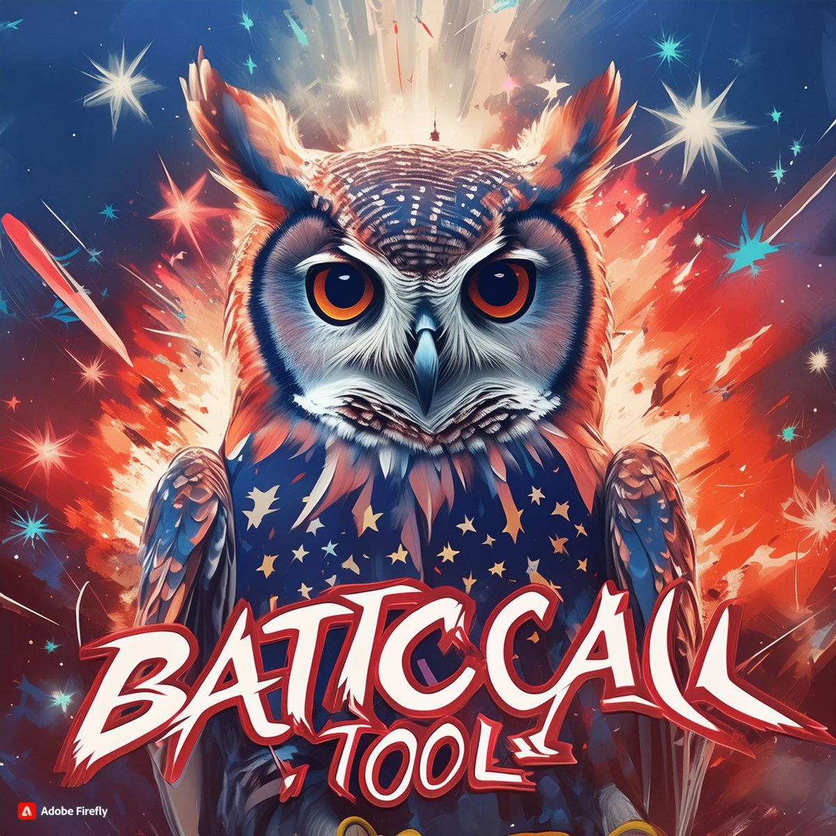 Firefly A rock and roll patriotic owl with Explosions behind him and the words -BattleCorals- ...jpg