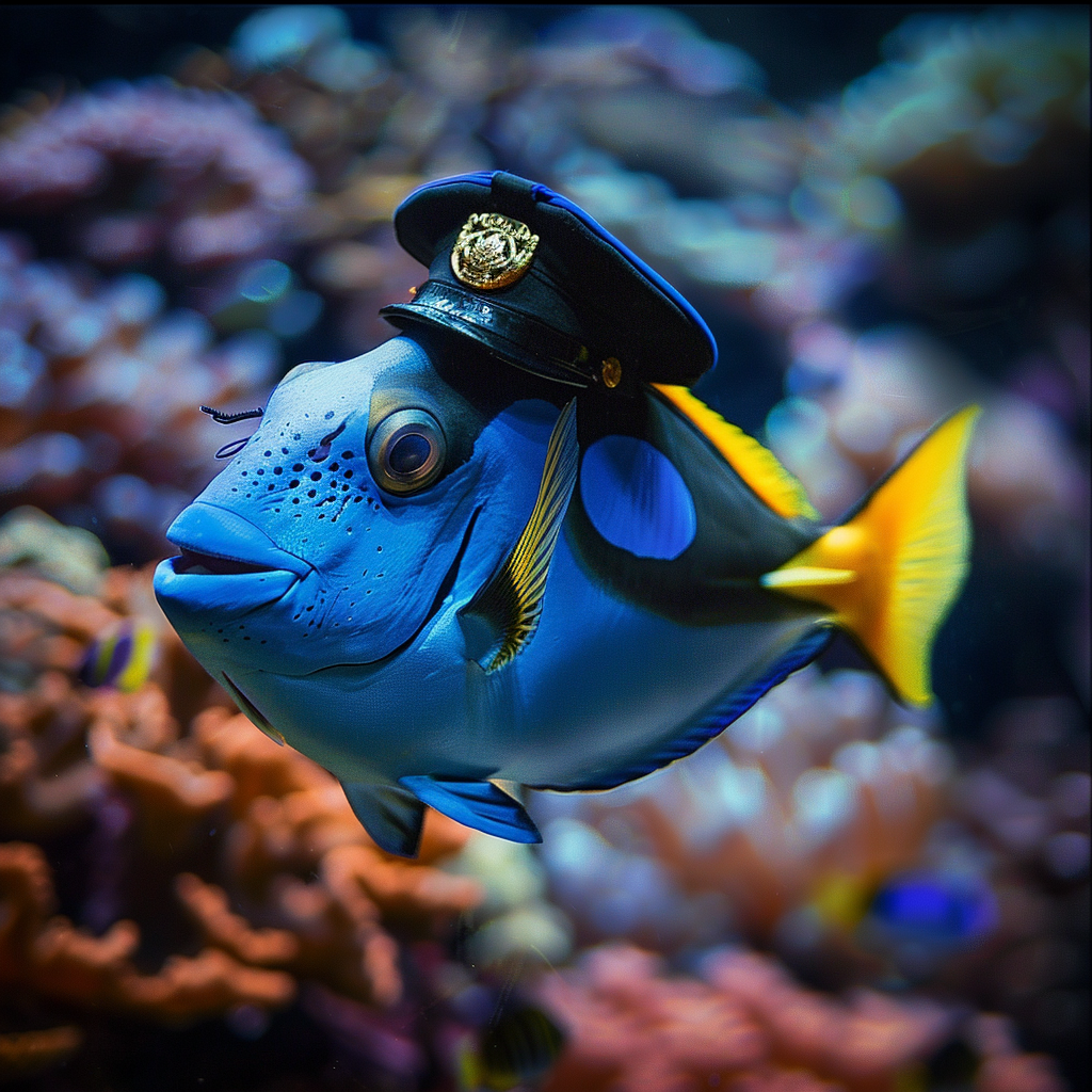 priestofdiscontent_A_blue_tang_dory_fish_dressed_up_like_a_poli_c5c5d700-8a51-48d8-80b4-623d63...png