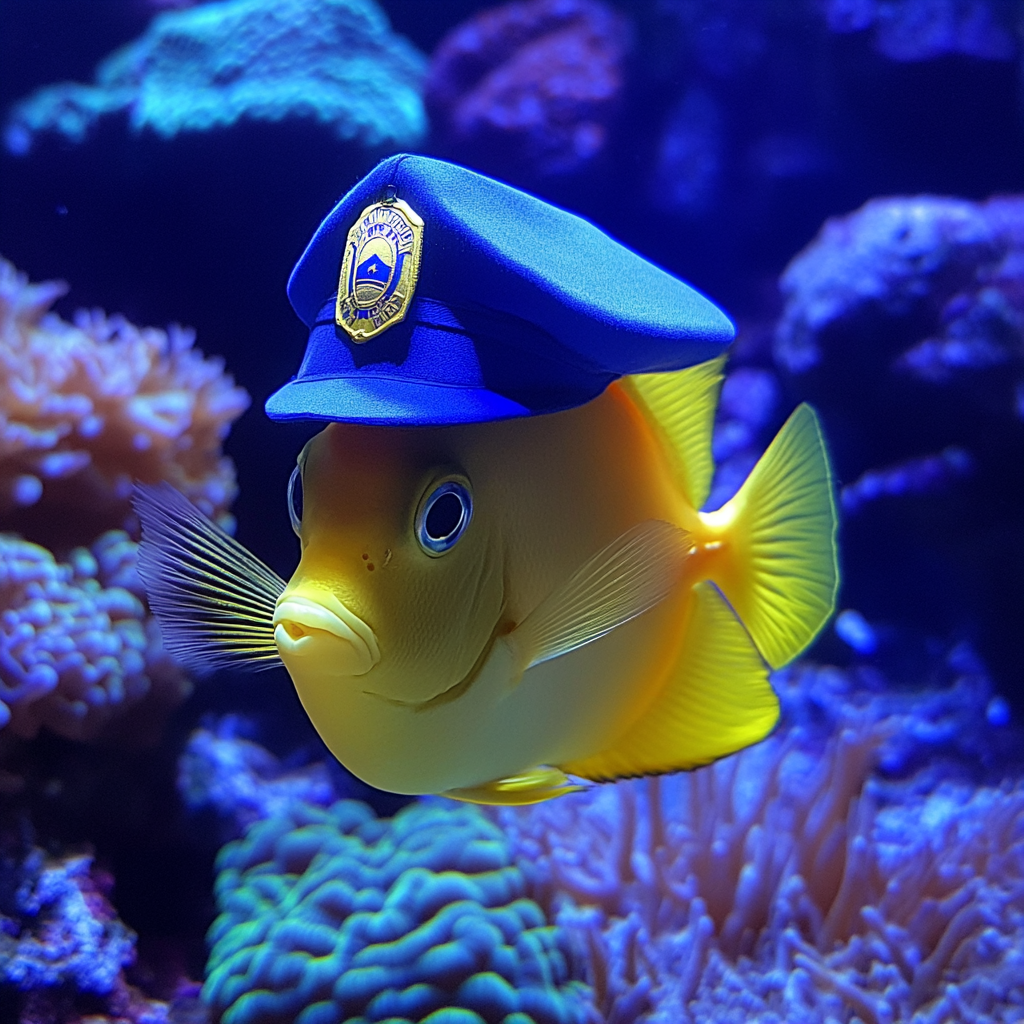 priestofdiscontent_Yellow_tang_wearing_a_blue_police_hat_Wearin_5c4fdf62-7230-43cf-8b74-7b1f16...png