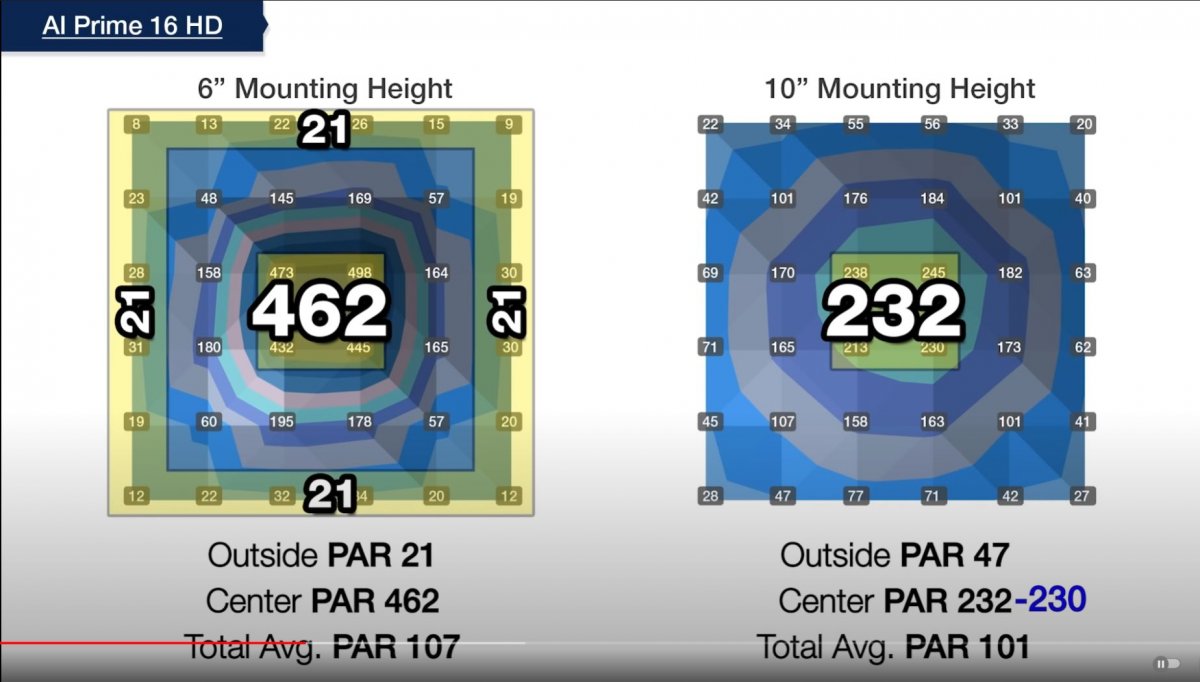 Single AI prime Par Values 6inches below water surface 24 inch cube.JPG