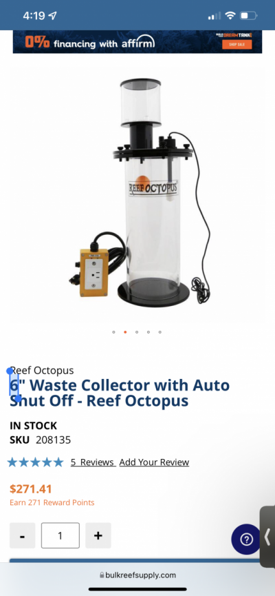 6" Waste Collector with Auto Shut Off - Reef Octopus