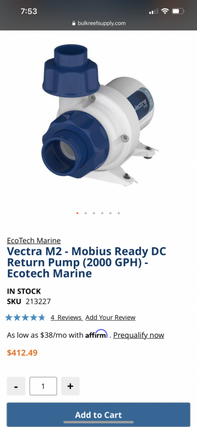 MOBIUS READY Vectra M2 DC return pump, gently used