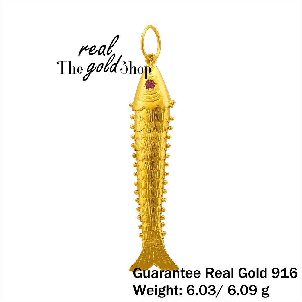 916 REAL GOLD Fish Pendant/ Loket Emas 916 Tulen | Shopee Malaysia