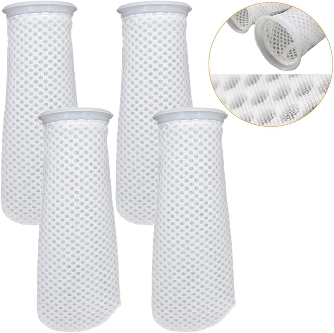 TOOLSSIDE 4 Pack Felt Filter Socks 4 Inch - Filter Sock for Freshwater/Saltwater Aquarium - 150-Micron Filter Socks by 11.8-Inch Long, Use in Sumps/Overflows